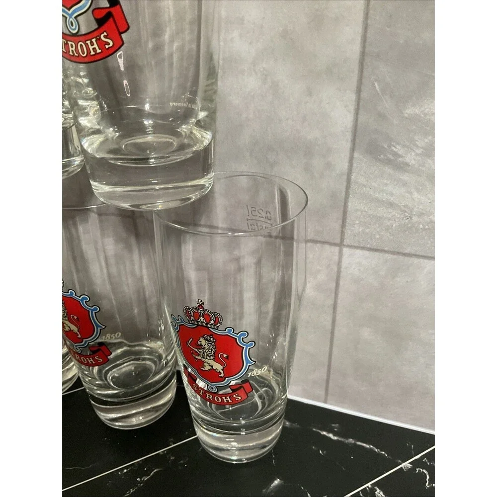 Lot of 7 STROH'S RASTAL PILSNER BEER GLASS, GLASSES, .25 LITER Vintage